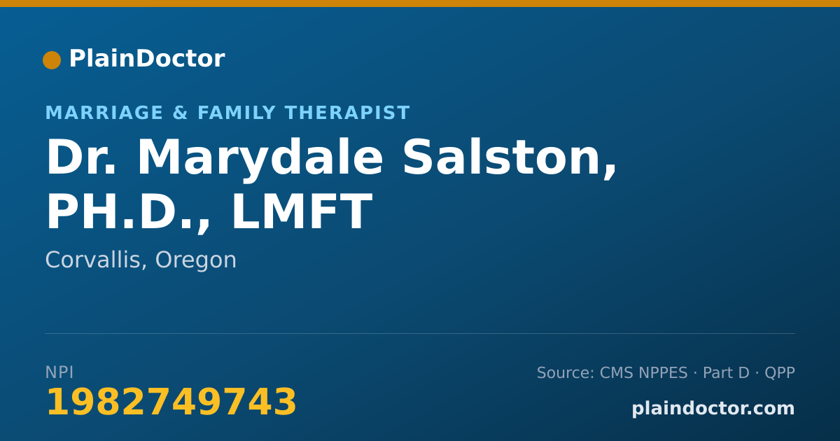 Shareable card for Marydale Salston, PH.D., LMFT - Marriage & Family Therapist, Corvallis, OR