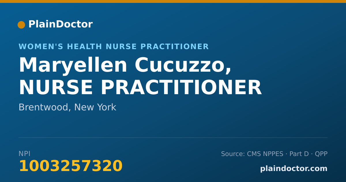Shareable card for Maryellen Cucuzzo, NURSE PRACTITIONER - Women's Health Nurse Practitioner, Brentwood, NY
