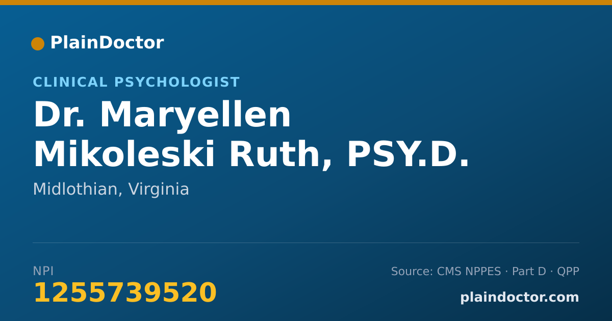 Shareable card for Maryellen Mikoleski Ruth, PSY.D. - Clinical Psychologist, Midlothian, VA