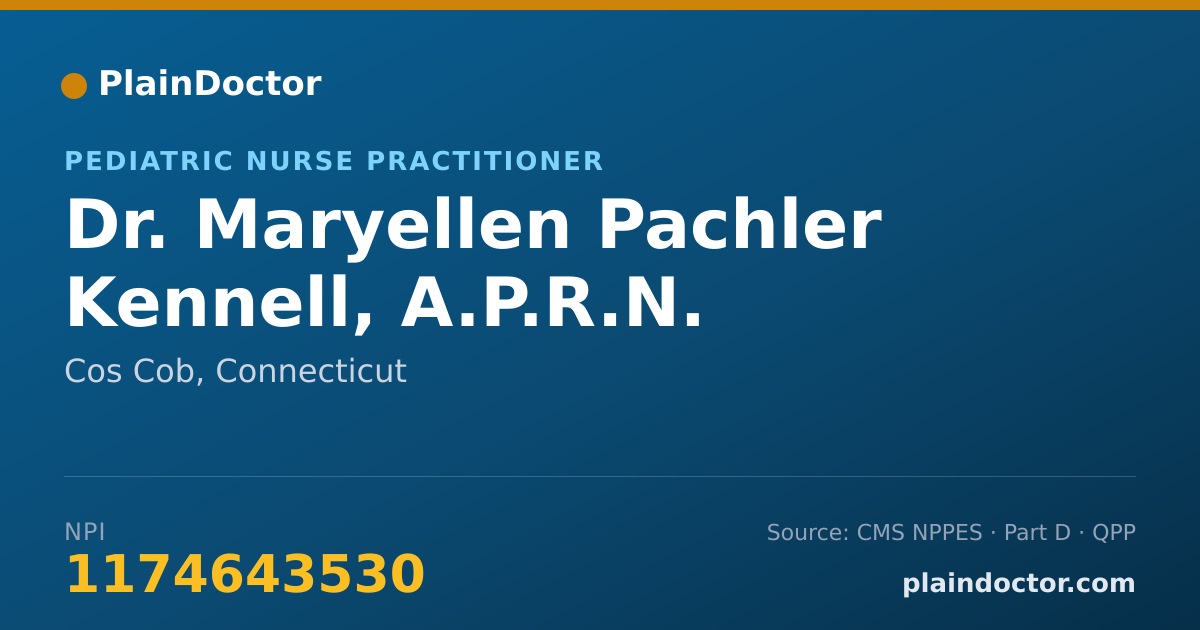 Shareable card for Maryellen Pachler Kennell, A.P.R.N. - Pediatric Nurse Practitioner, Cos Cob, CT