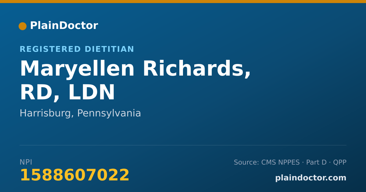 Shareable card for Maryellen Richards, RD, LDN - Registered Dietitian, Harrisburg, PA