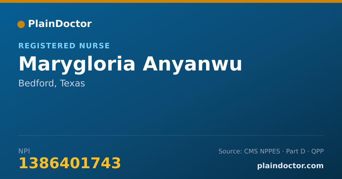 Shareable card for Marygloria Anyanwu - Registered Nurse, Bedford, TX