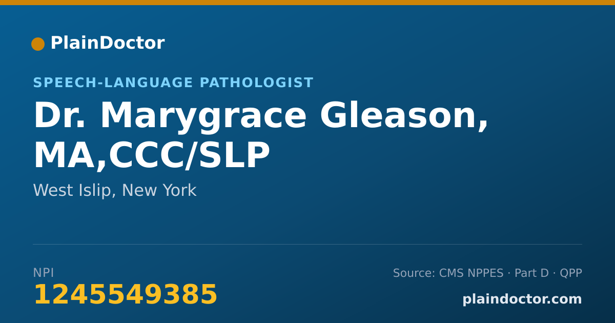 Shareable card for Marygrace Gleason, MA,CCC/SLP - Speech-Language Pathologist, West Islip, NY