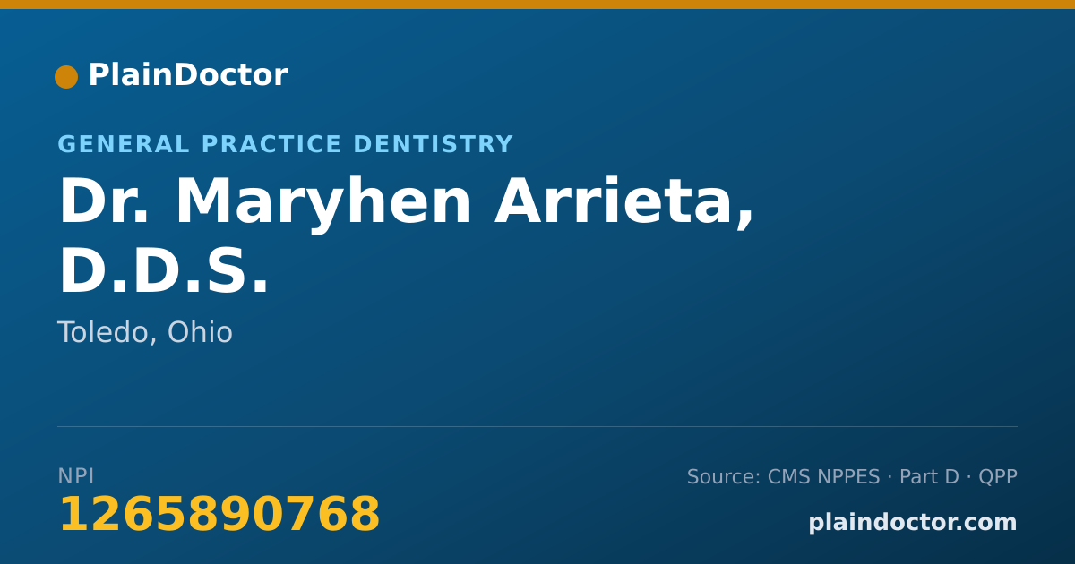 Shareable card for Maryhen Arrieta, D.D.S. - General Practice Dentistry, Toledo, OH