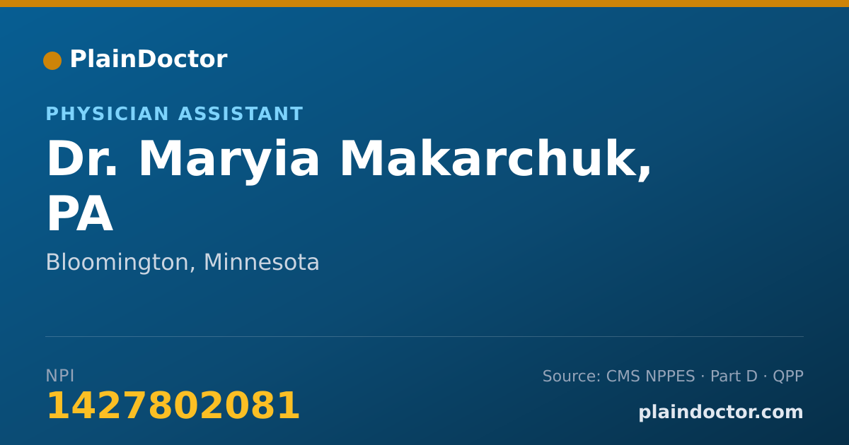 Shareable card for Maryia Makarchuk, PA - Physician Assistant, Bloomington, MN