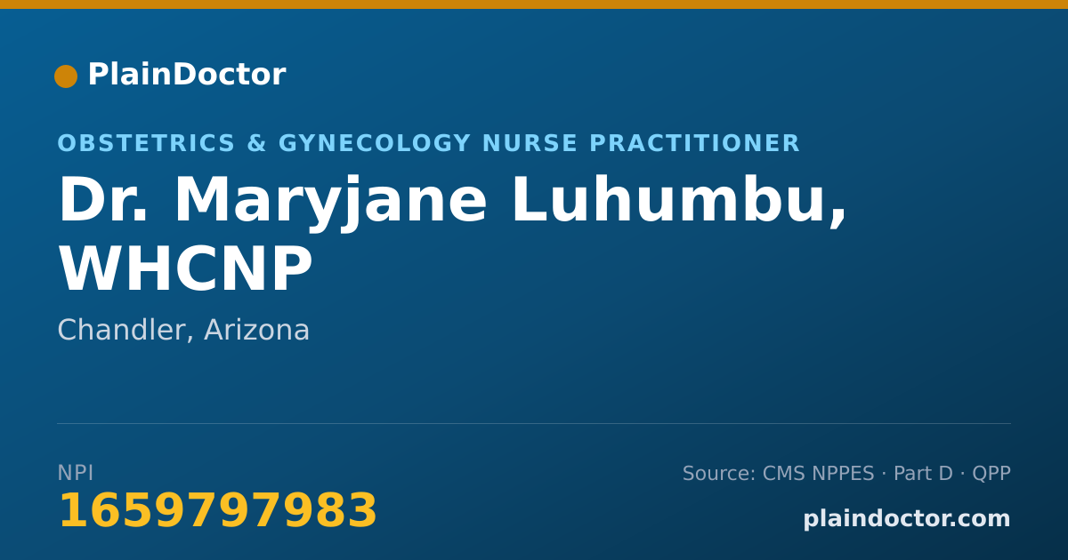 Shareable card for Maryjane Luhumbu, WHCNP - Obstetrics & Gynecology Nurse Practitioner, Chandler, AZ