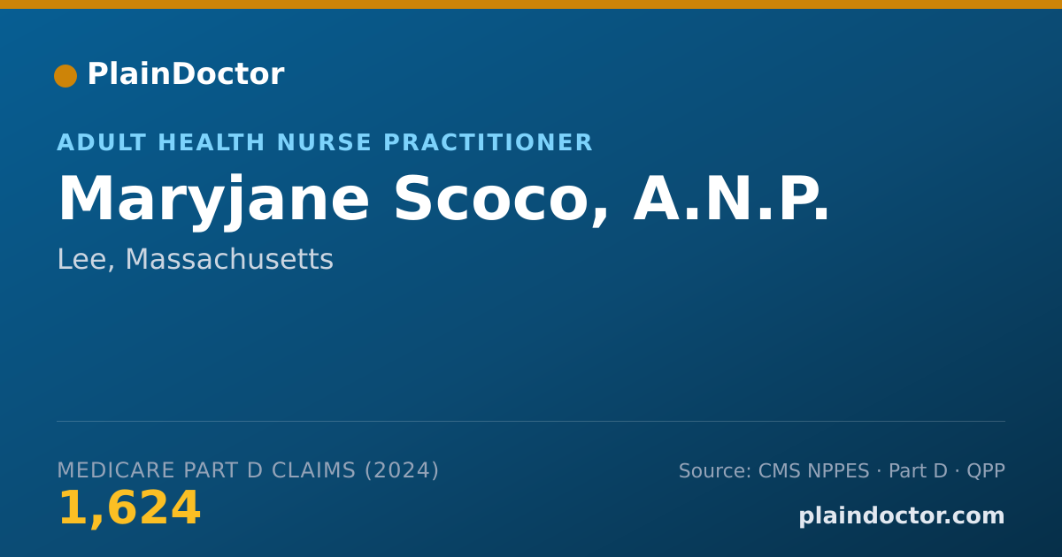Shareable card for Maryjane Scoco, A.N.P. - Adult Health Nurse Practitioner, Lee, MA