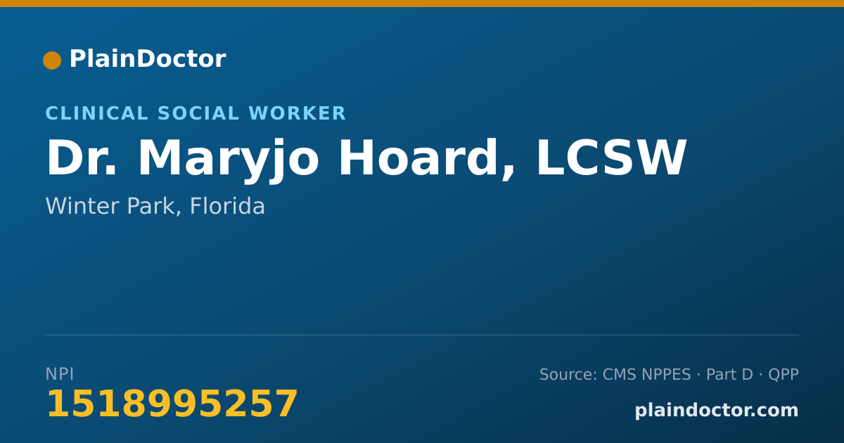 Shareable card for Maryjo Hoard, LCSW - Clinical Social Worker, Winter Park, FL