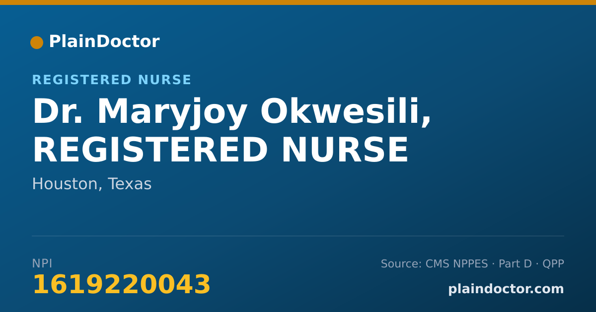 Shareable card for Maryjoy Okwesili, REGISTERED NURSE - Registered Nurse, Houston, TX