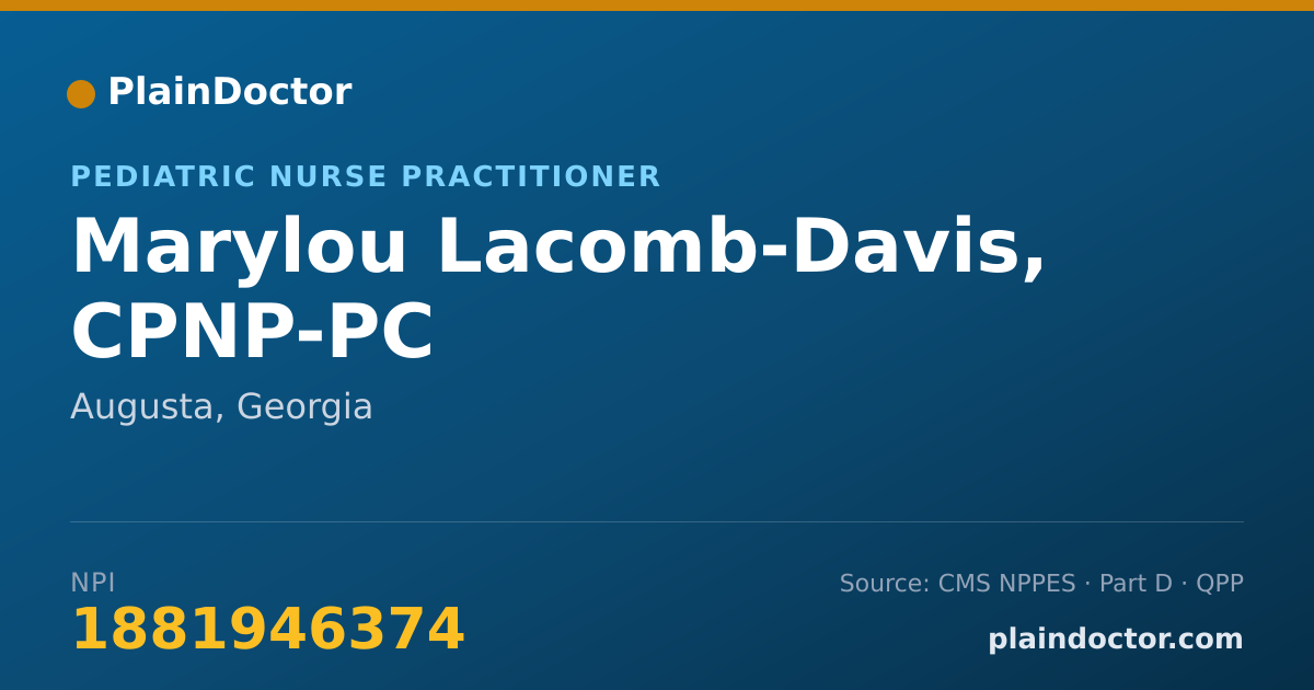 Shareable card for Marylou Lacomb-Davis, CPNP-PC - Pediatric Nurse Practitioner, Augusta, GA