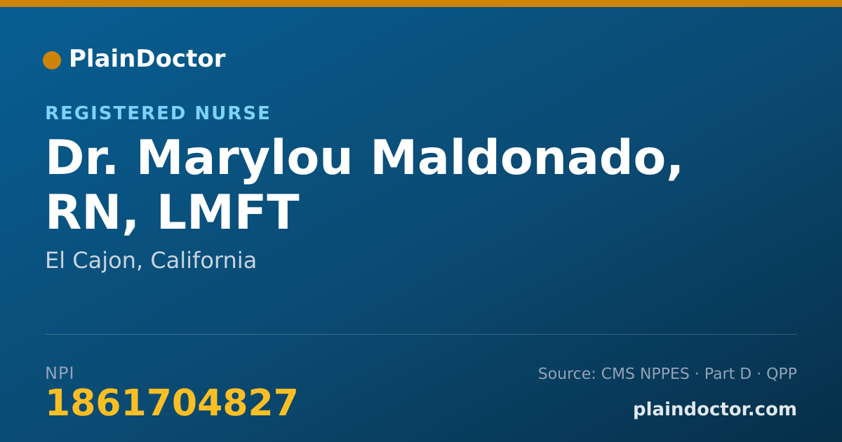 Shareable card for Marylou Maldonado, RN, LMFT - Registered Nurse, El Cajon, CA