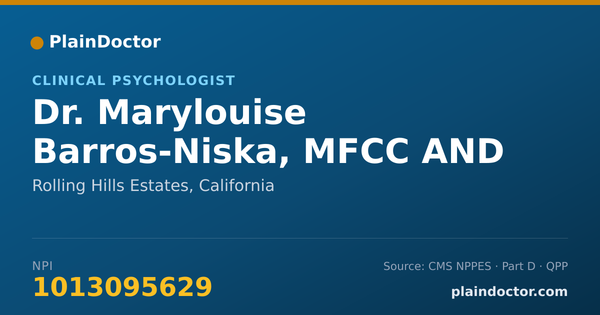 Shareable card for Marylouise Barros-Niska, MFCC AND PH.D - Clinical Psychologist, Rolling Hills Estates, CA