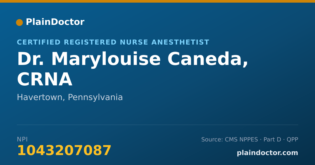 Shareable card for Marylouise Caneda, CRNA - Certified Registered Nurse Anesthetist, Havertown, PA