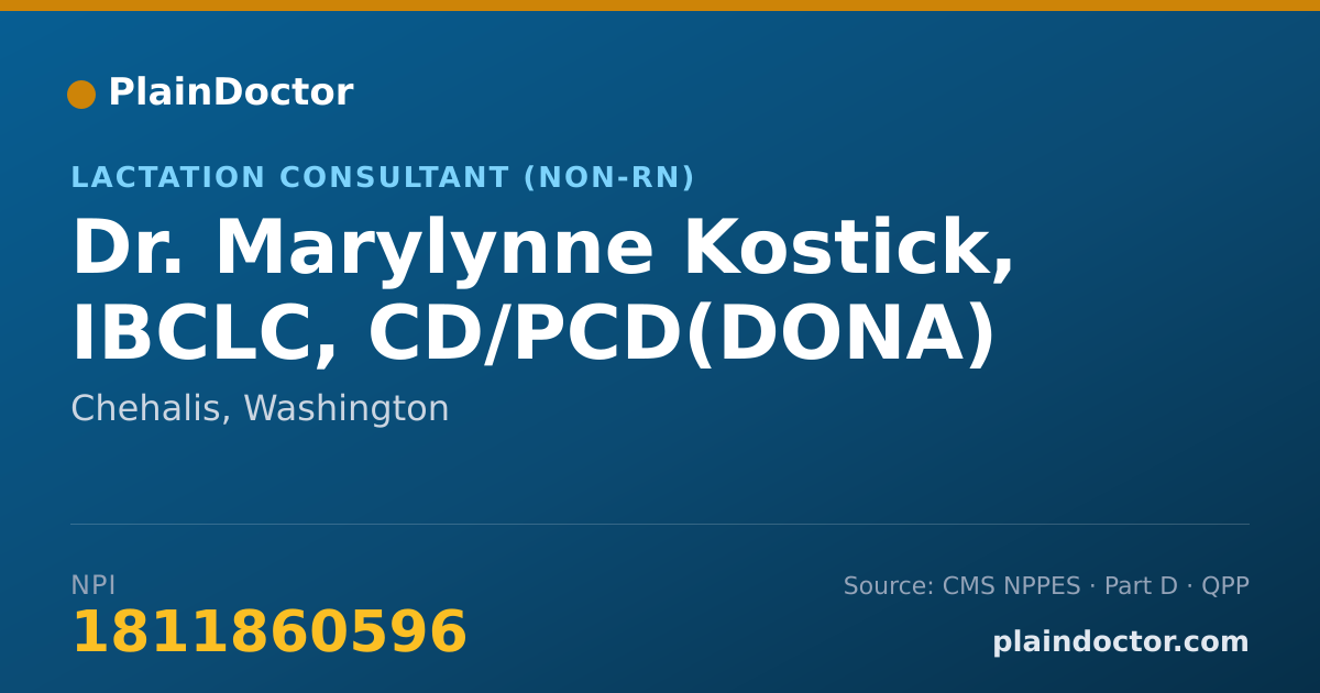 Shareable card for Marylynne Kostick, IBCLC, CD/PCD(DONA) - Lactation Consultant (Non-RN), Chehalis, WA