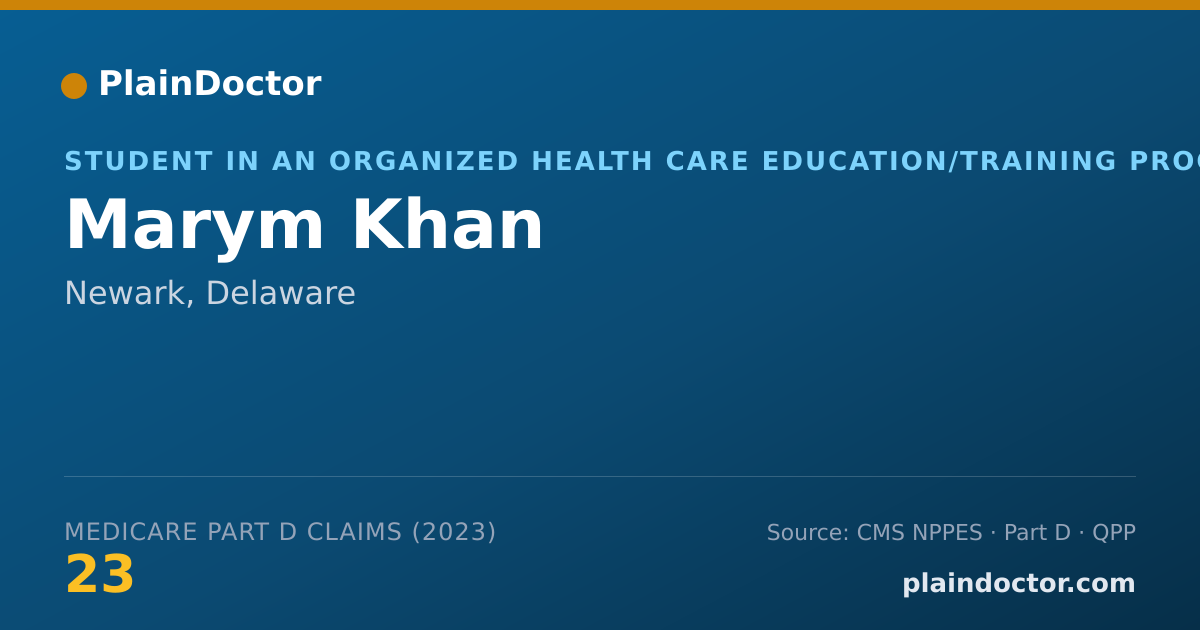 Shareable card for Marym Khan - Student in an Organized Health Care Education/Training Program, Newark, DE