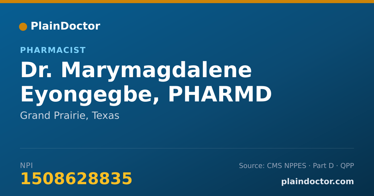 Shareable card for Marymagdalene Eyongegbe, PHARMD - Pharmacist, Grand Prairie, TX