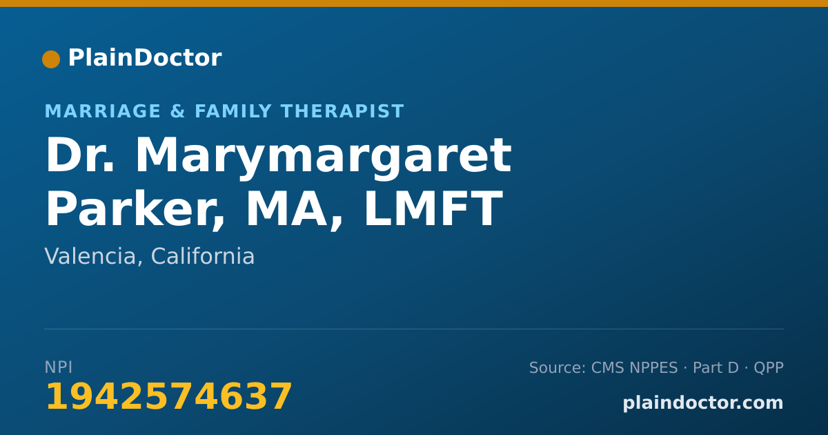 Shareable card for Marymargaret Parker, MA, LMFT - Marriage & Family Therapist, Valencia, CA
