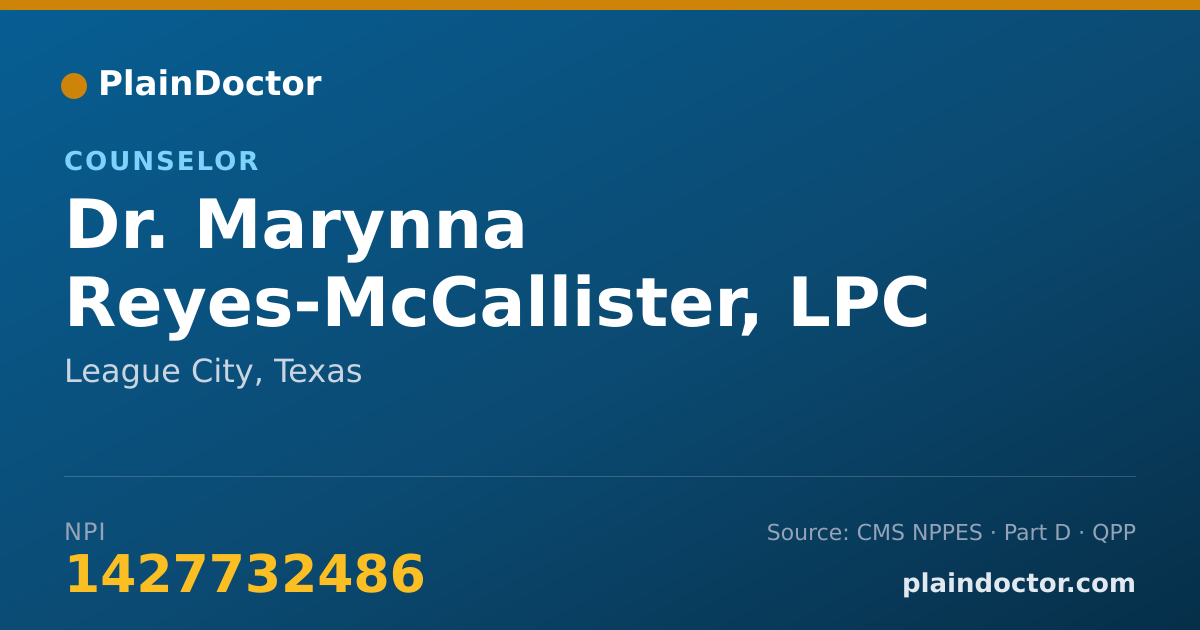 Shareable card for Marynna Reyes-McCallister, LPC - Counselor, League City, TX