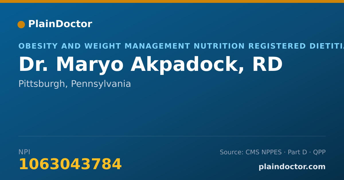 Shareable card for Maryo Akpadock, RD - Obesity and Weight Management Nutrition Registered Dietitian, Pittsburgh, PA