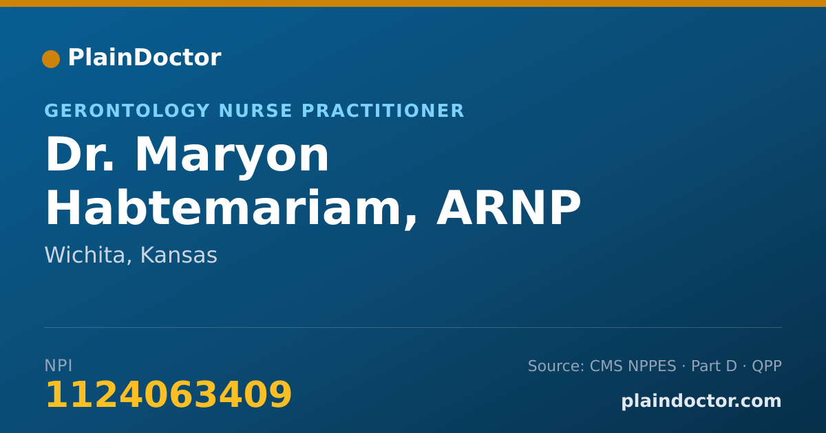 Shareable card for Maryon Habtemariam, ARNP - Gerontology Nurse Practitioner, Wichita, KS