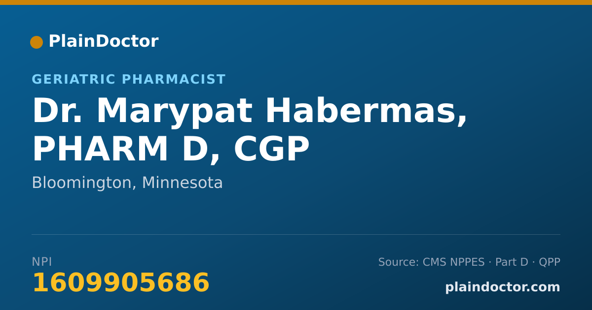 Shareable card for Marypat Habermas, PHARM D, CGP - Geriatric Pharmacist, Bloomington, MN
