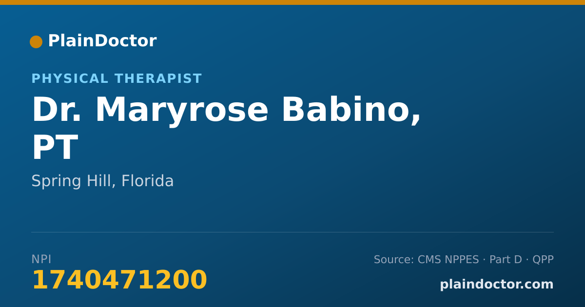 Shareable card for Maryrose Babino, PT - Physical Therapist, Spring Hill, FL