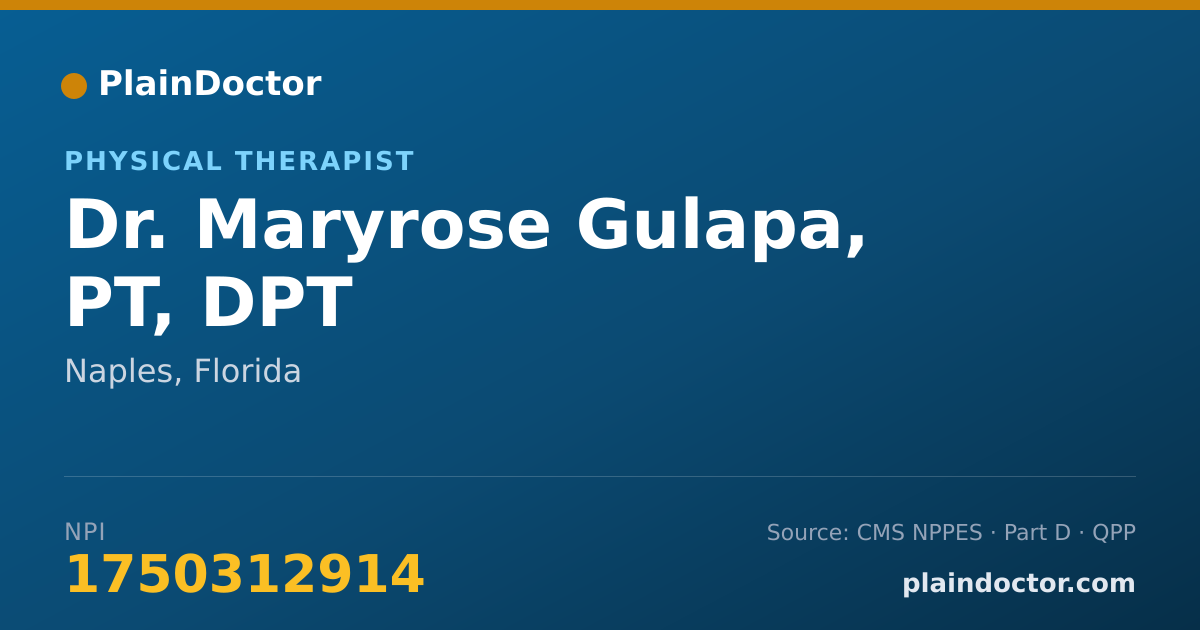 Shareable card for Maryrose Gulapa, PT, DPT - Physical Therapist, Naples, FL