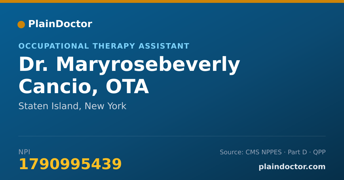 Shareable card for Maryrosebeverly Cancio, OTA - Occupational Therapy Assistant, Staten Island, NY