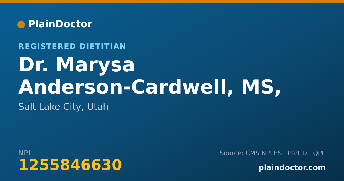 Shareable card for Marysa Anderson-Cardwell, MS, RDN, LD - Registered Dietitian, Salt Lake City, UT