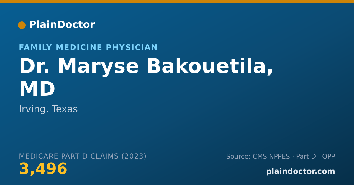 Shareable card for Maryse Bakouetila, MD - Family Medicine Physician, Irving, TX