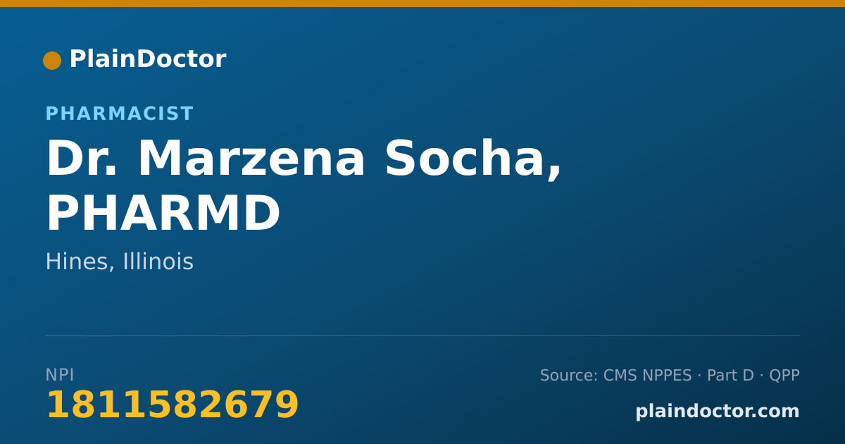 Shareable card for Marzena Socha, PHARMD - Pharmacist, Hines, IL