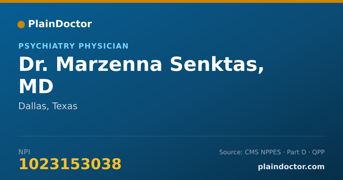 Shareable card for Marzenna Senktas, MD - Psychiatry Physician, Dallas, TX