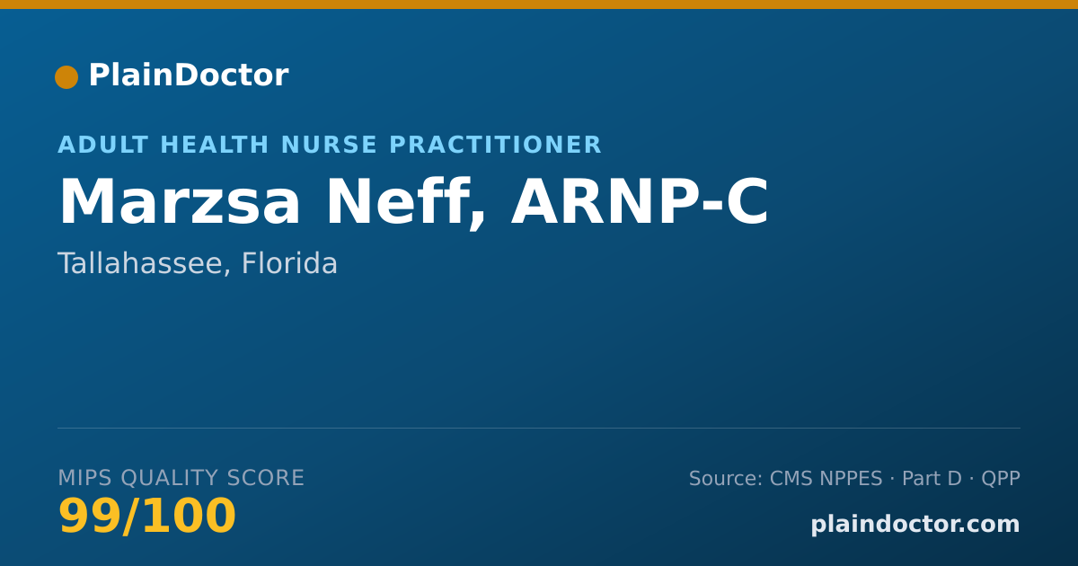 Shareable card for Marzsa Neff, ARNP-C - Adult Health Nurse Practitioner, Tallahassee, FL