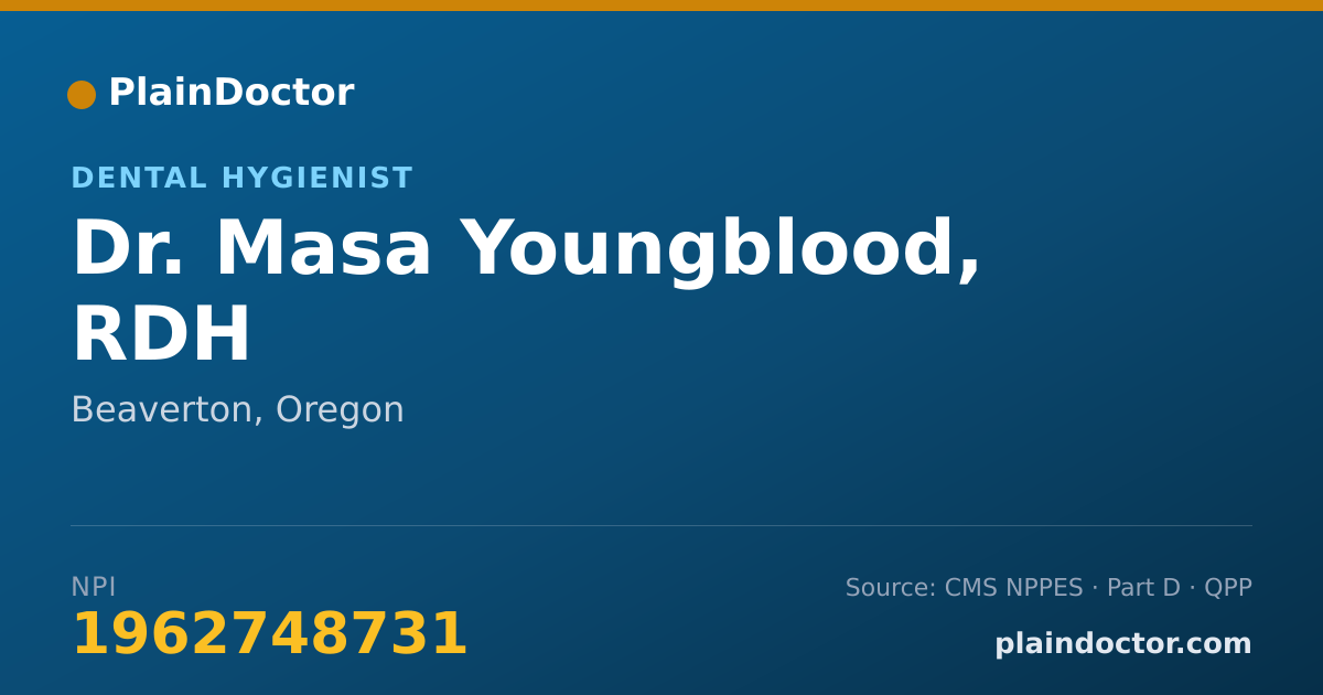 Shareable card for Masa Youngblood, RDH - Dental Hygienist, Beaverton, OR