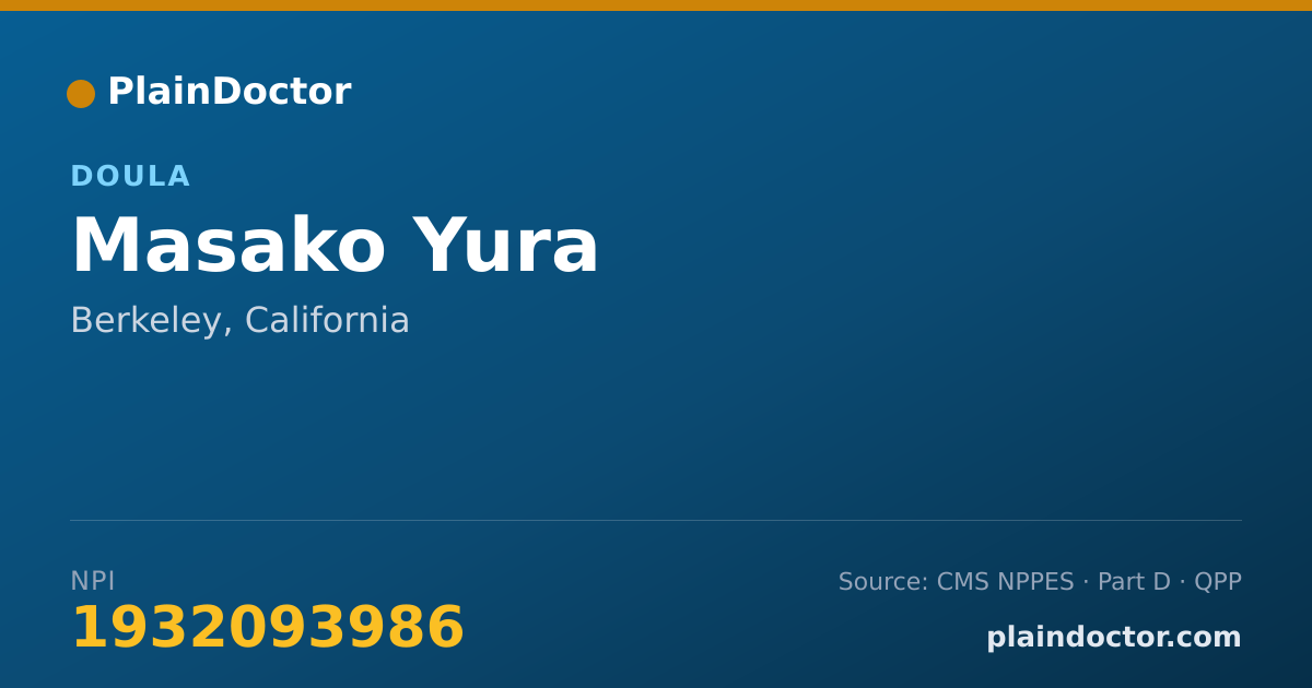 Shareable card for Masako Yura - Doula, Berkeley, CA