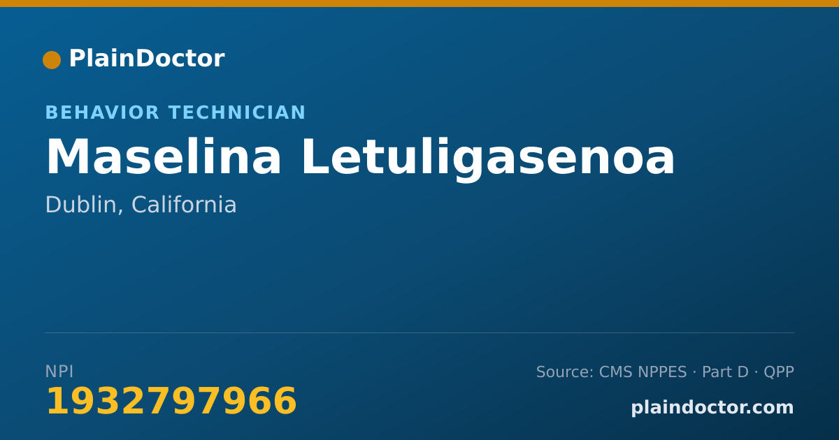 Shareable card for Maselina Letuligasenoa - Behavior Technician, Dublin, CA