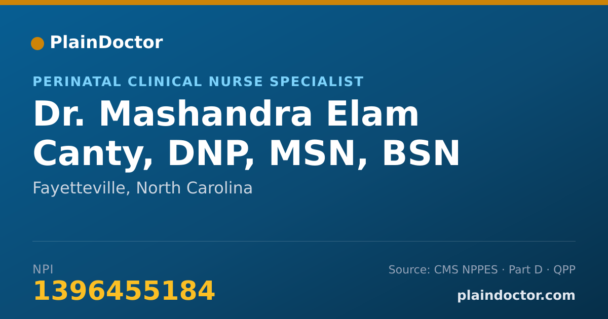 Shareable card for Mashandra Elam Canty, DNP, MSN, BSN - Perinatal Clinical Nurse Specialist, Fayetteville, NC