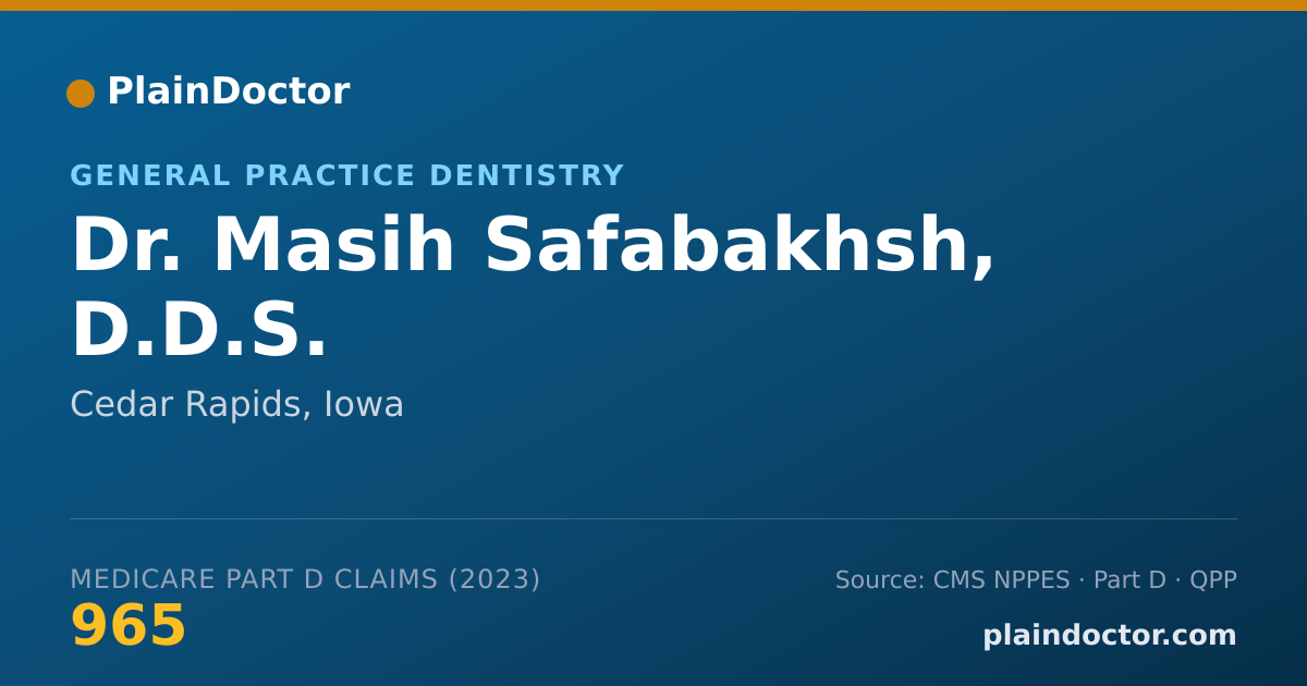 Shareable card for Masih Safabakhsh, D.D.S. - General Practice Dentistry, Cedar Rapids, IA
