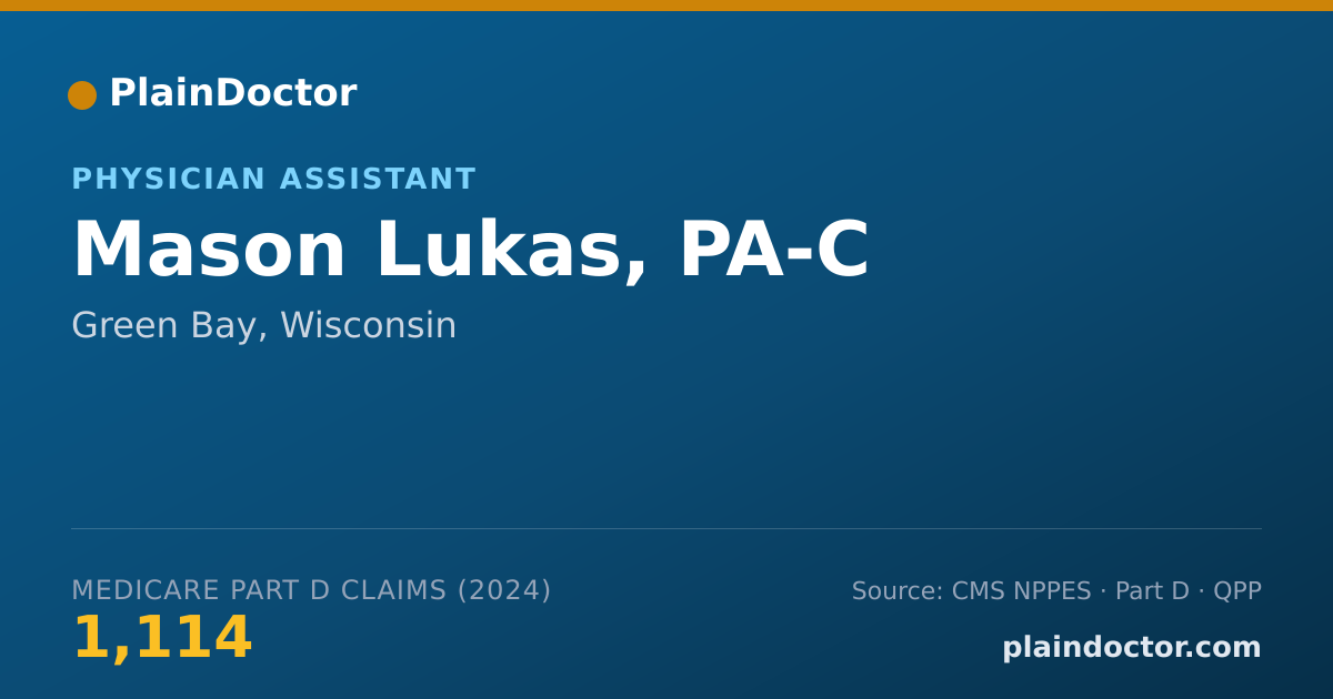 Shareable card for Mason Lukas, PA-C - Physician Assistant, Green Bay, WI
