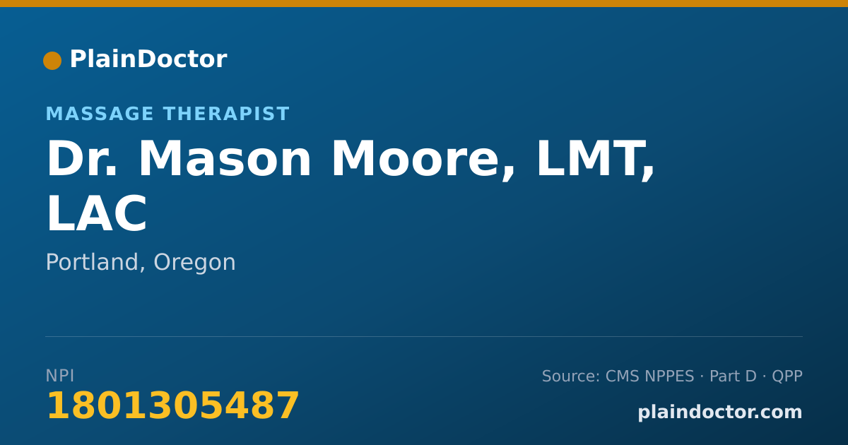 Shareable card for Mason Moore, LMT, LAC - Massage Therapist, Portland, OR