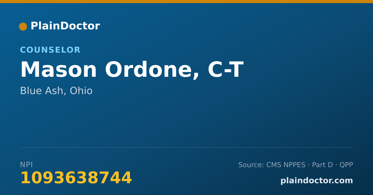 Shareable card for Mason Ordone, C-T - Counselor, Blue Ash, OH