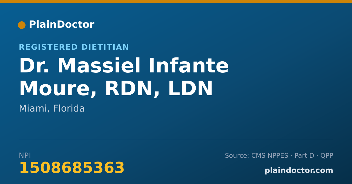 Shareable card for Massiel Infante Moure, RDN, LDN - Registered Dietitian, Miami, FL