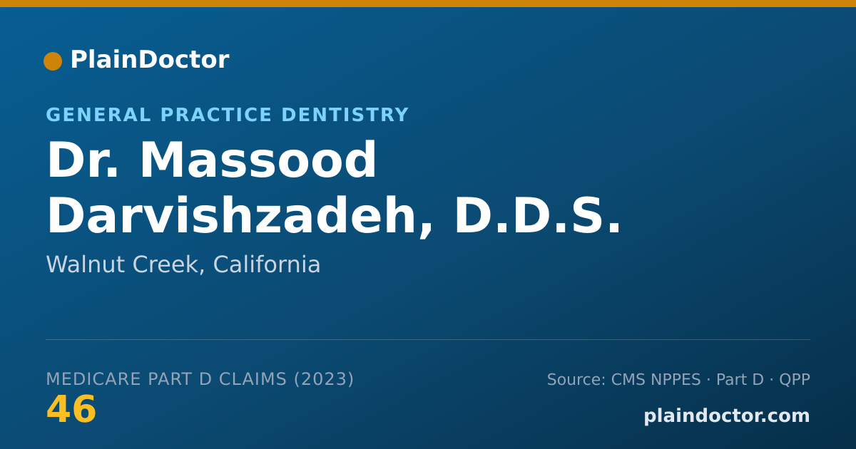 Shareable card for Massood Darvishzadeh, D.D.S. - General Practice Dentistry, Walnut Creek, CA