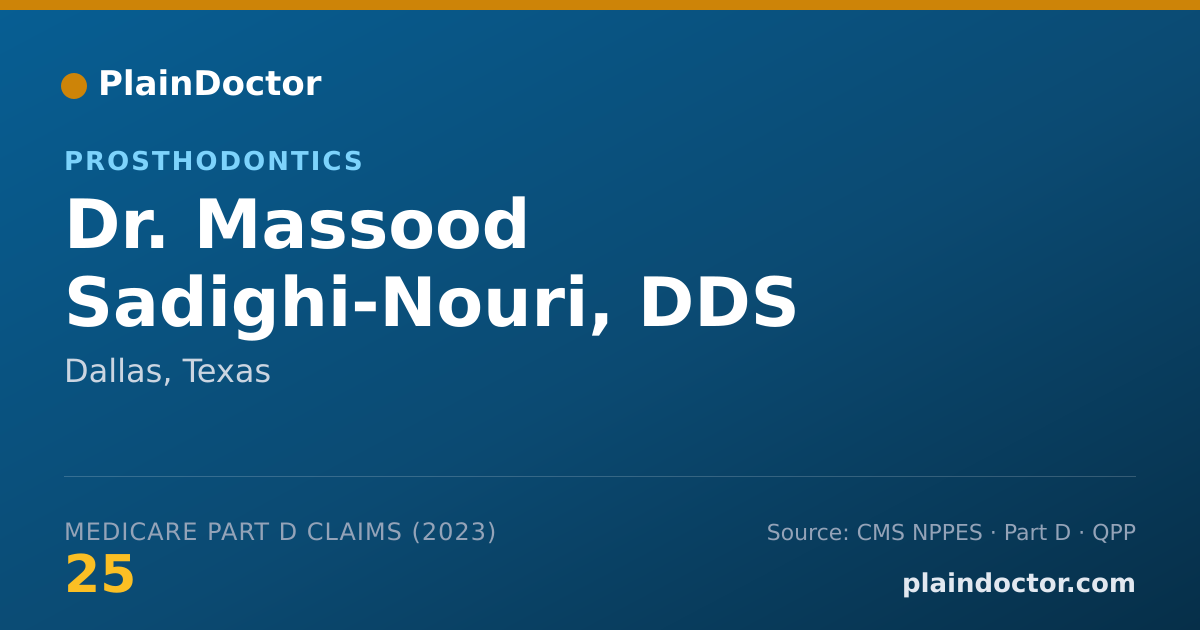 Shareable card for Massood Sadighi-Nouri, DDS - Prosthodontics, Dallas, TX