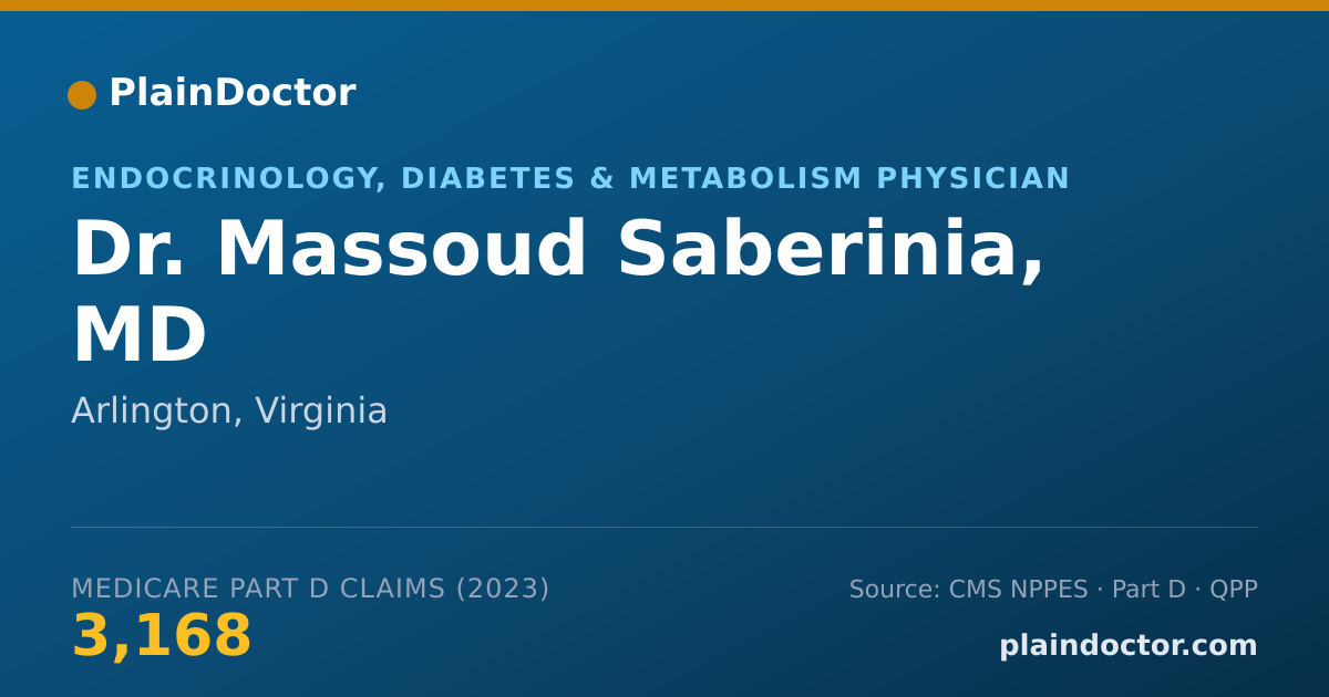 Shareable card for Massoud Saberinia, MD - Endocrinology, Diabetes & Metabolism Physician, Arlington, VA