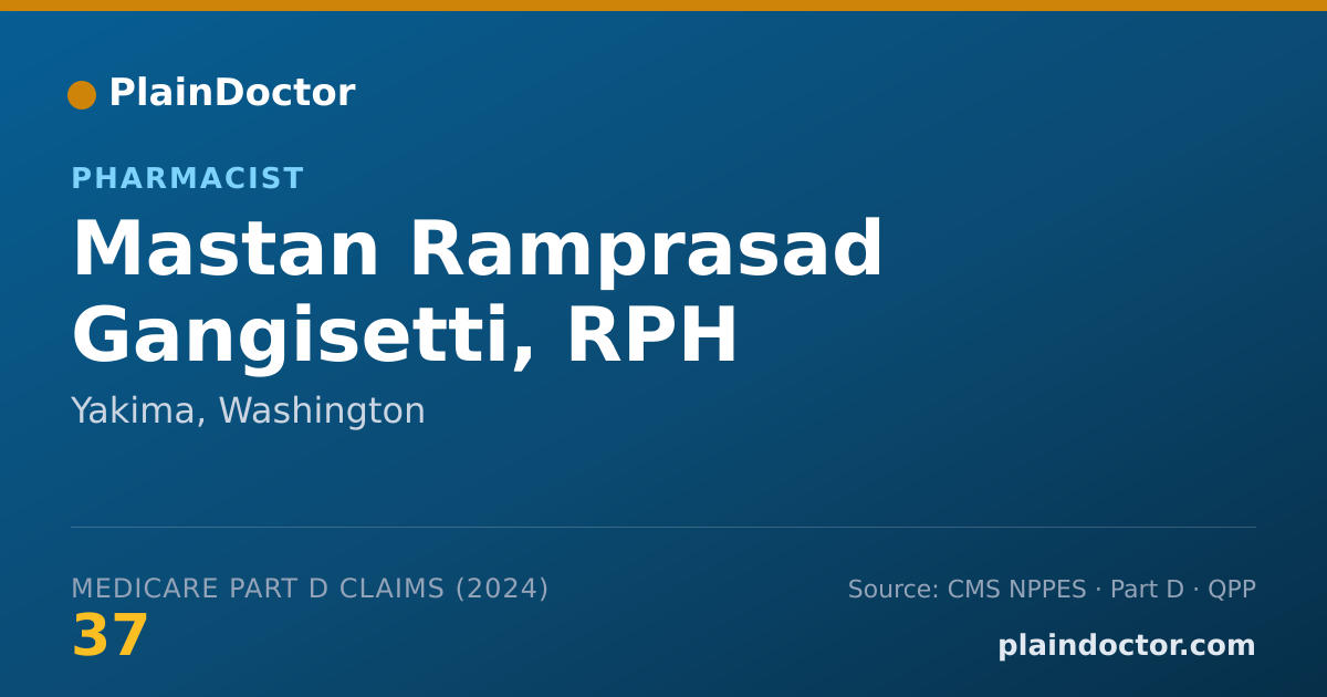 Shareable card for Mastan Ramprasad Gangisetti, RPH - Pharmacist, Yakima, WA