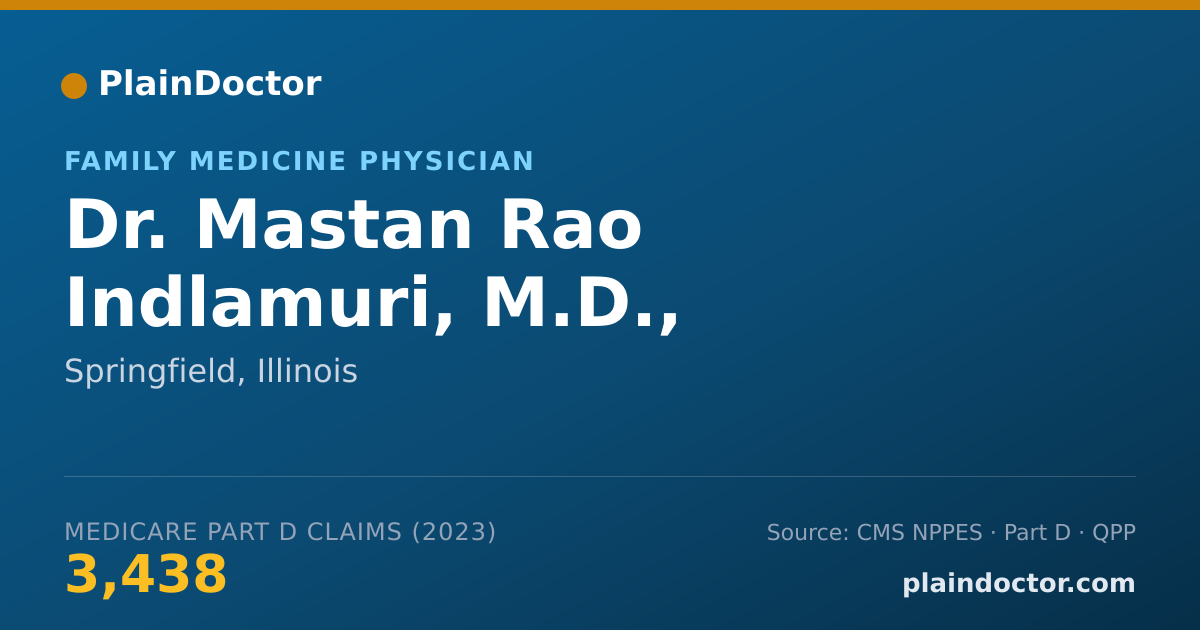 Shareable card for Mastan Rao Indlamuri, M.D., - Family Medicine Physician, Springfield, IL