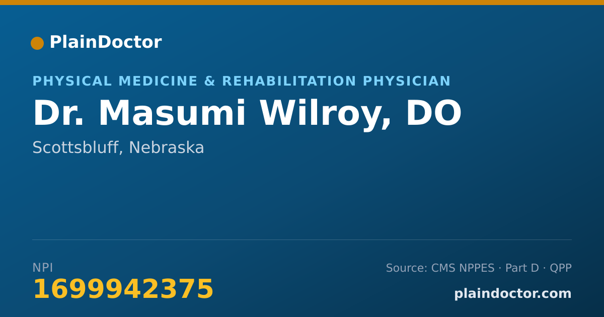 Shareable card for Masumi Wilroy, DO - Physical Medicine & Rehabilitation Physician, Scottsbluff, NE