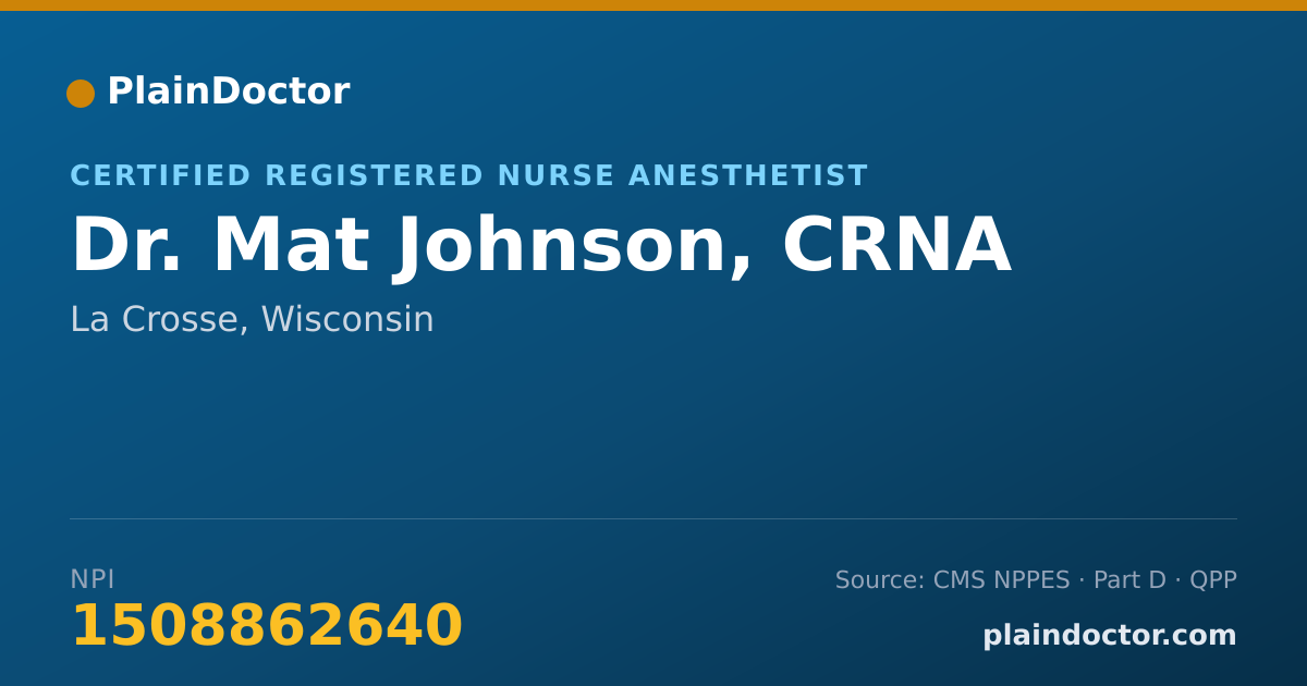 Shareable card for Mat Johnson, CRNA - Certified Registered Nurse Anesthetist, La Crosse, WI