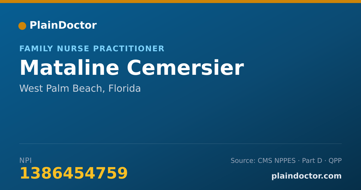 Shareable card for Mataline Cemersier - Family Nurse Practitioner, West Palm Beach, FL